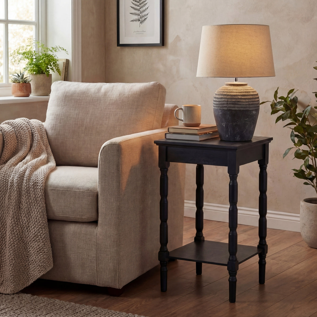Amalfi Grey Stone Carved Lamp