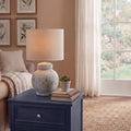 Darcy Antique White Squat Table Lamp With Linen Shade