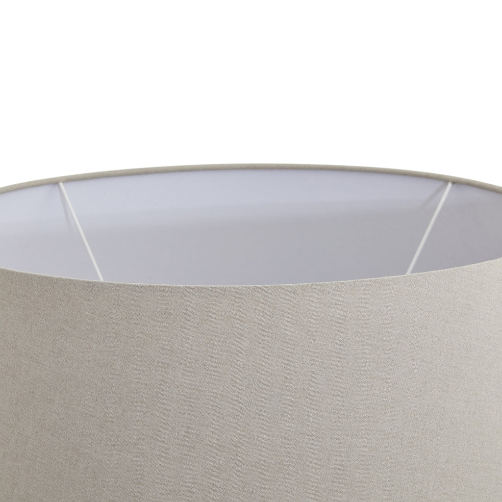 Darcy Antique White Round Table Lamp With Linen Shade