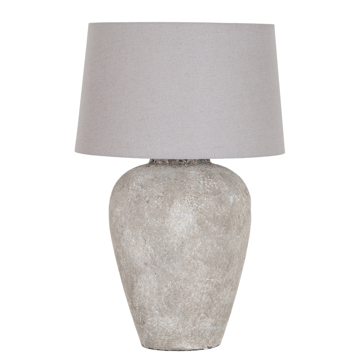 Athena Aged Stone Tall Table Lamp With Linen Shade