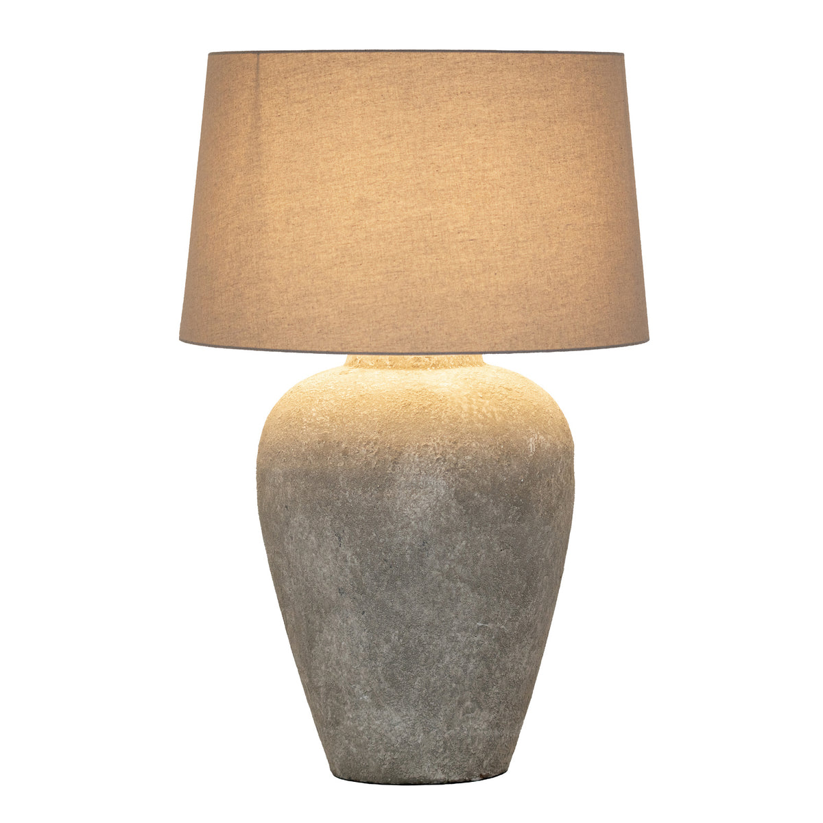 Athena Aged Stone Tall Table Lamp With Linen Shade