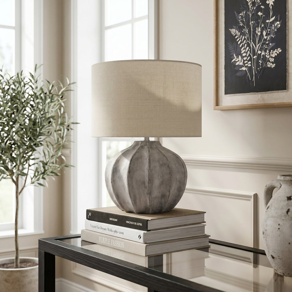 Darcy Antique White Flute Lamp