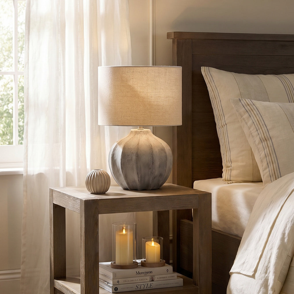 Darcy Antique White Flute Lamp