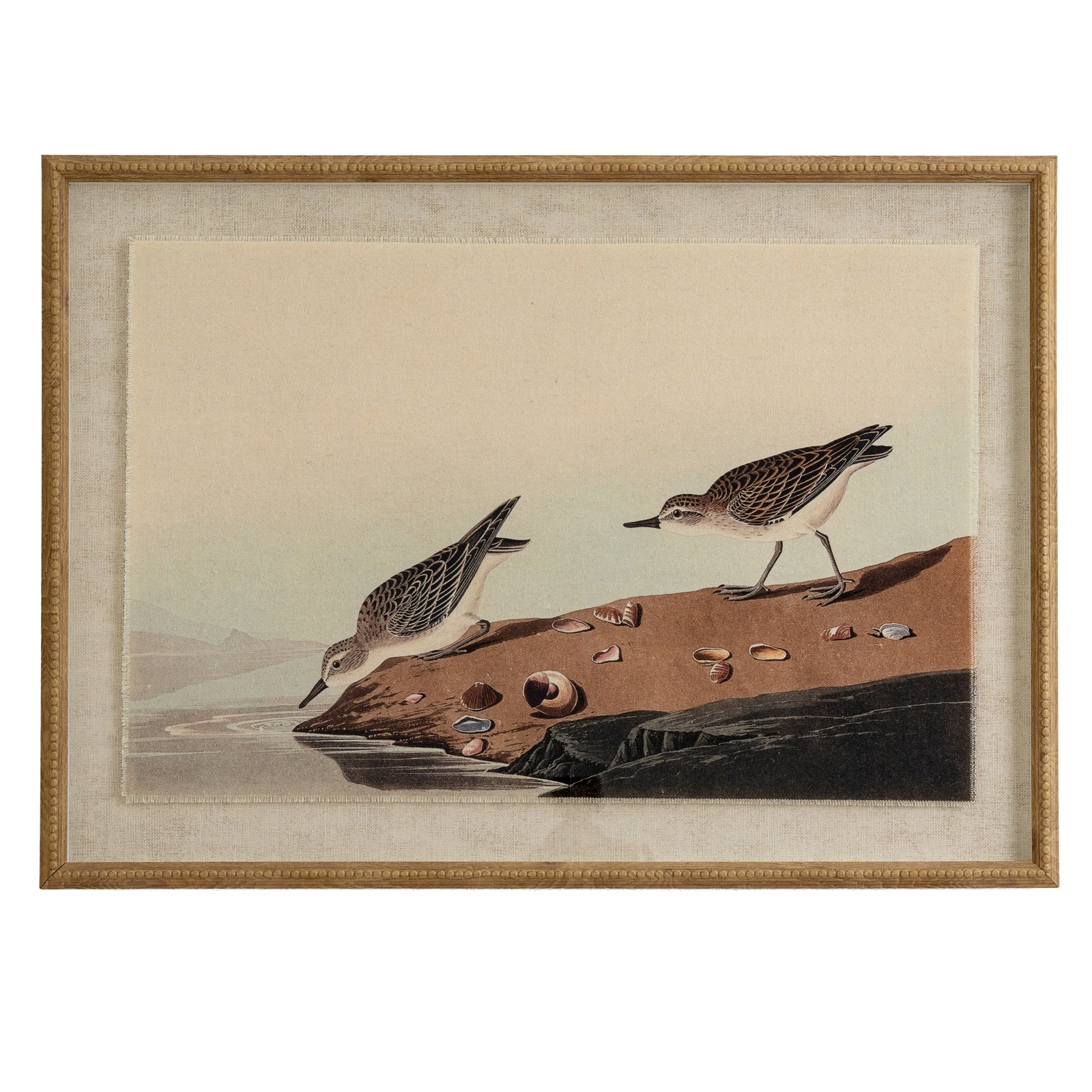 Flora & Fauna Collection Stints On Linen In Beaded Frame