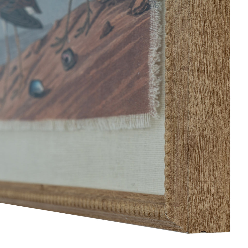 Flora & Fauna Collection Sandpipers On Linen In Beaded Frame