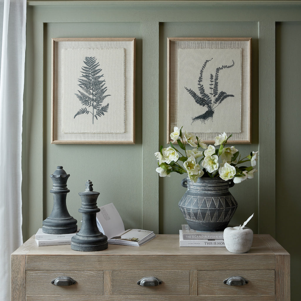 Flora & Fauna Collection Spleenwort On Linen In Beaded Frame
