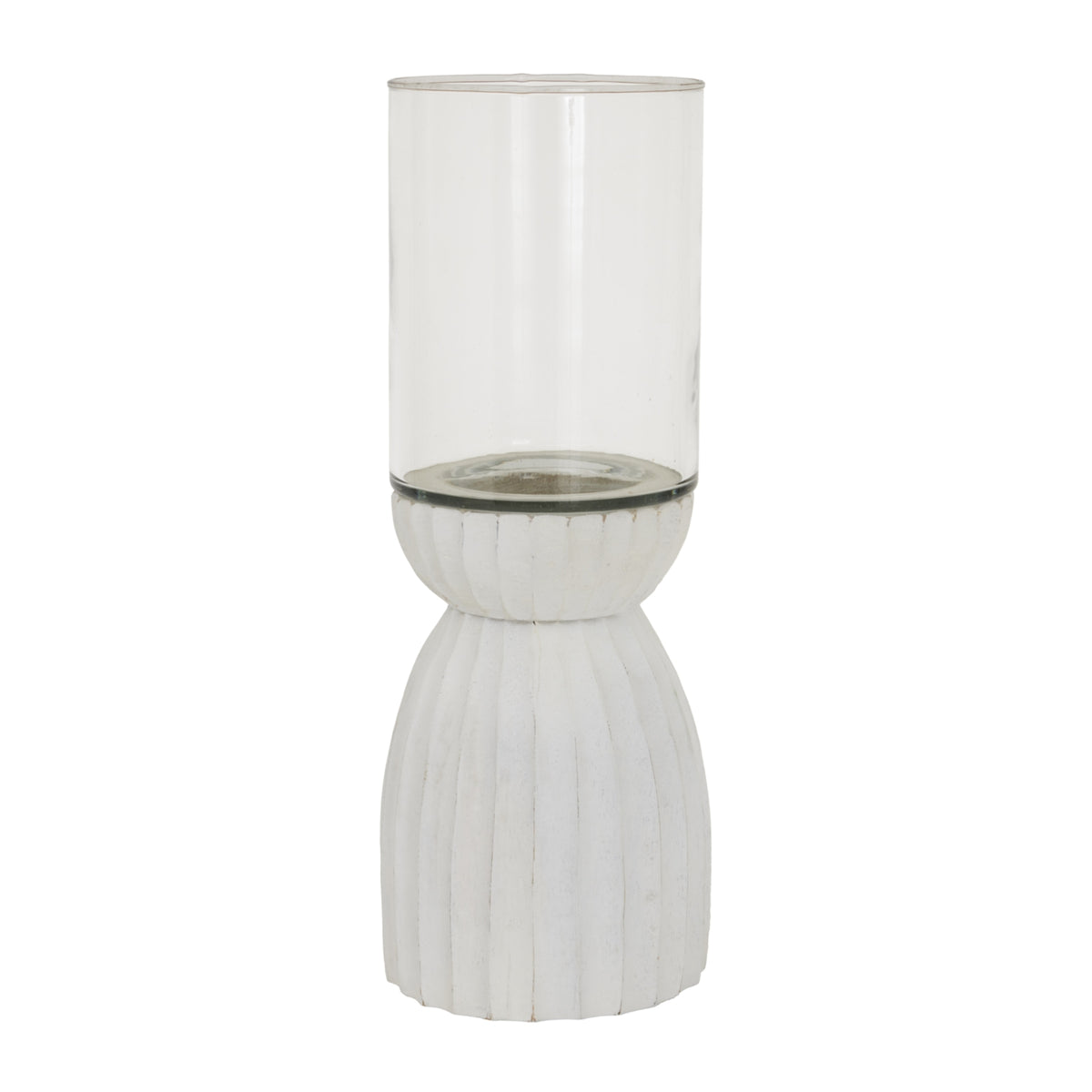 Large White Carved Hurricane Lantern