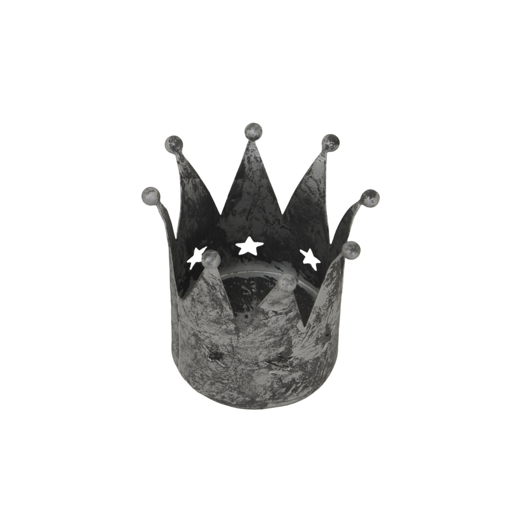 Antique Silver Crown Tealight Holder