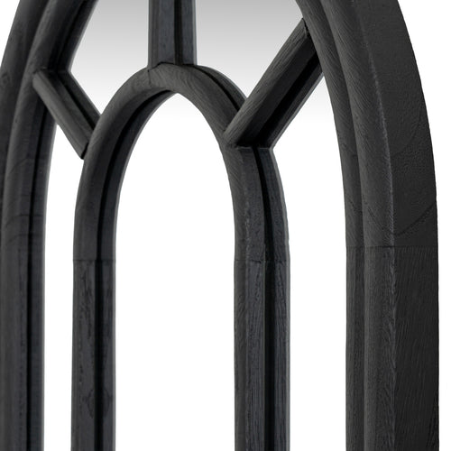 Black Wood Tall Arched Window Mirror