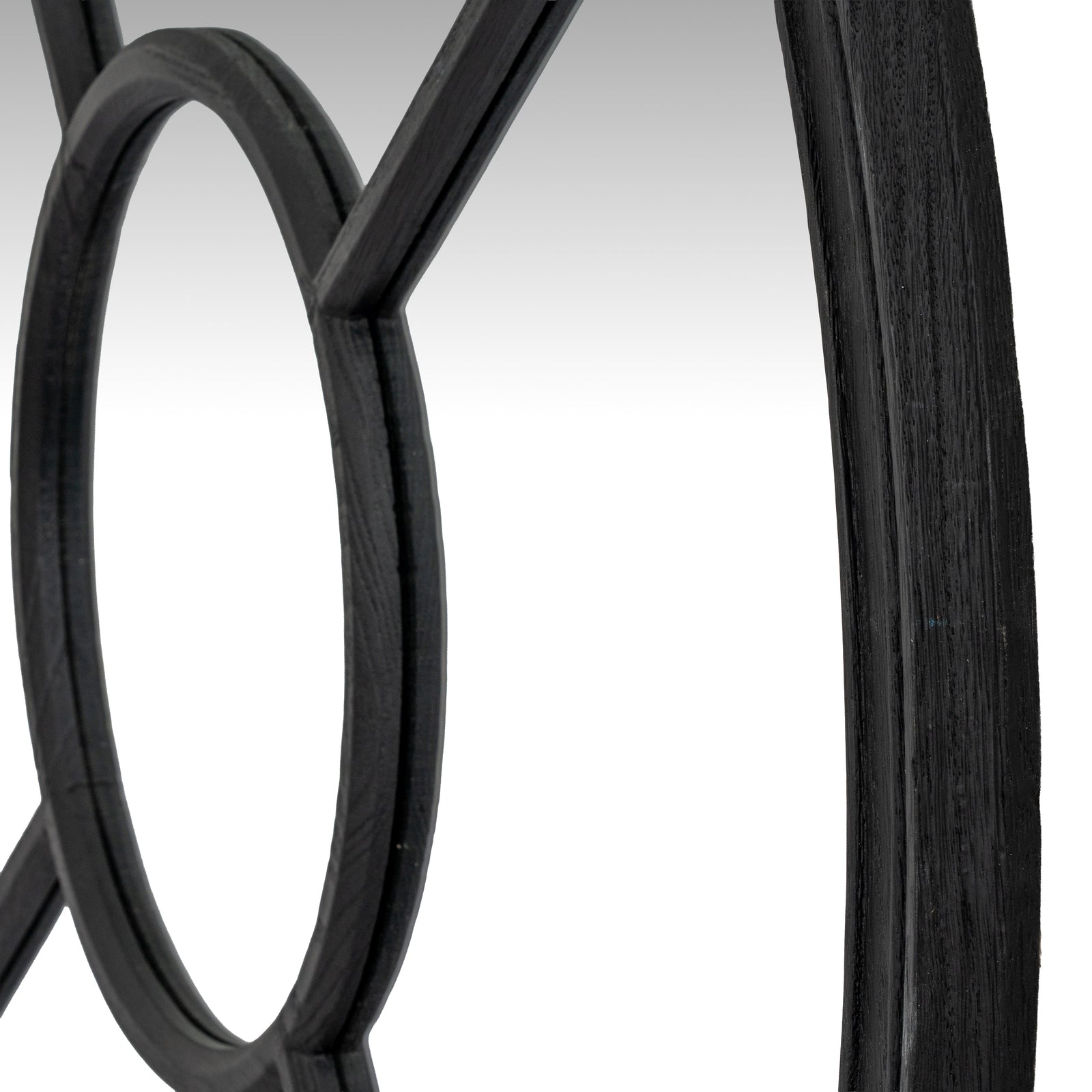 Black Wood Round Window Mirror