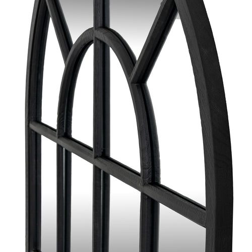 Black Wood Arched Window Mirror