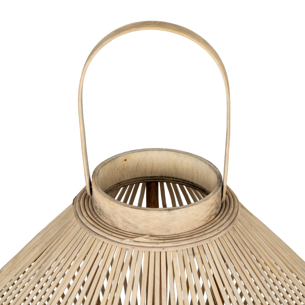 Cone Wicker Lantern With Glass Holder