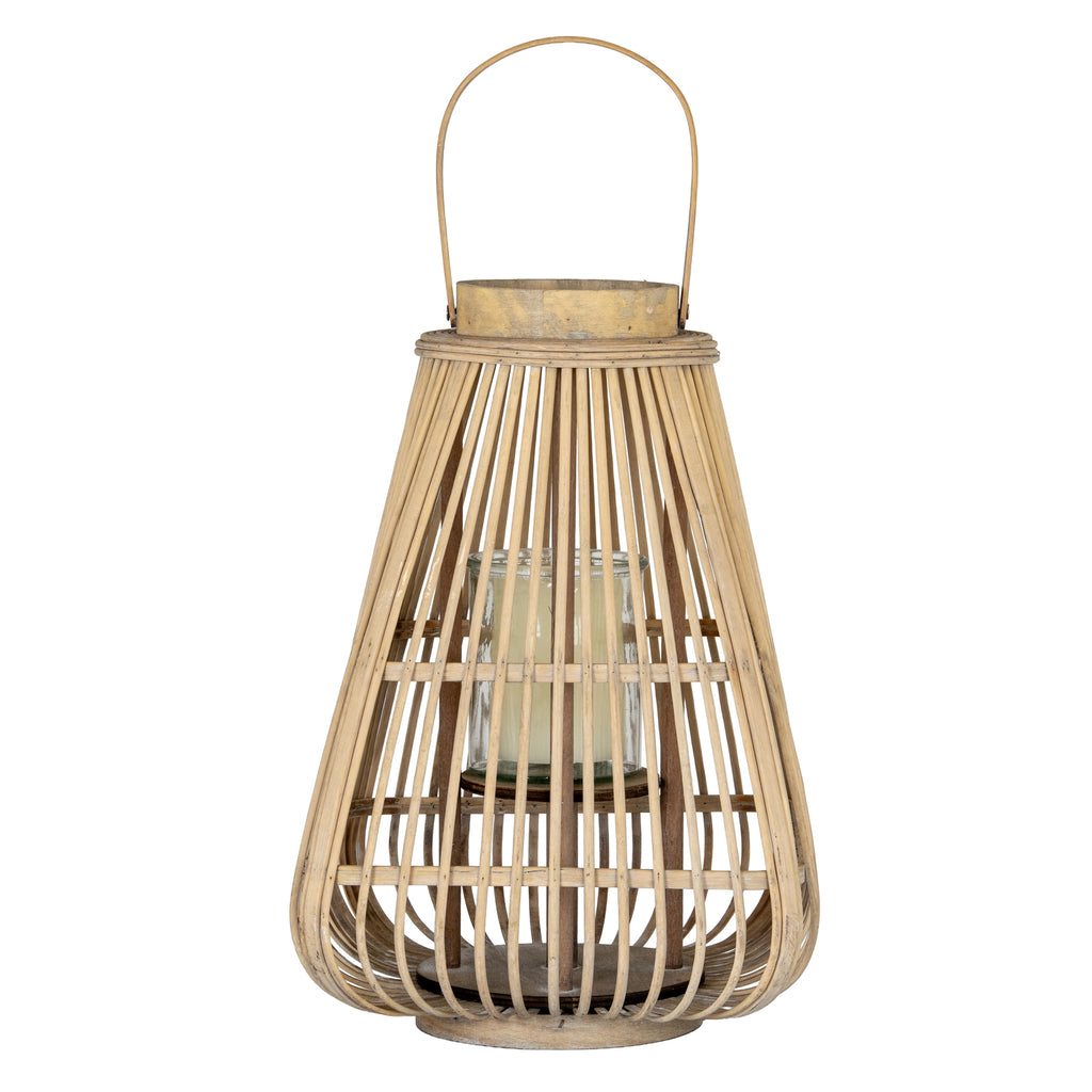 Large Peardrop Wicker Lantern With Glass Holder