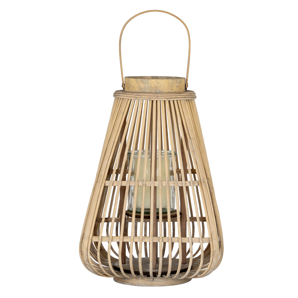 Large Peardrop Wicker Lantern With Glass Holder