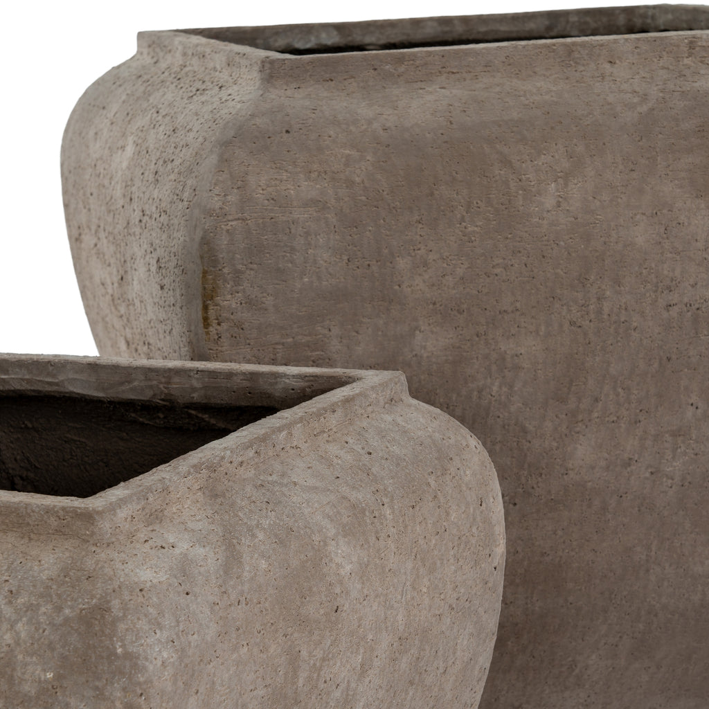 Umber Square Drum Set Of 2 Planters