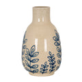 Blue Leaf Medium Ceramic Bottle Vase
