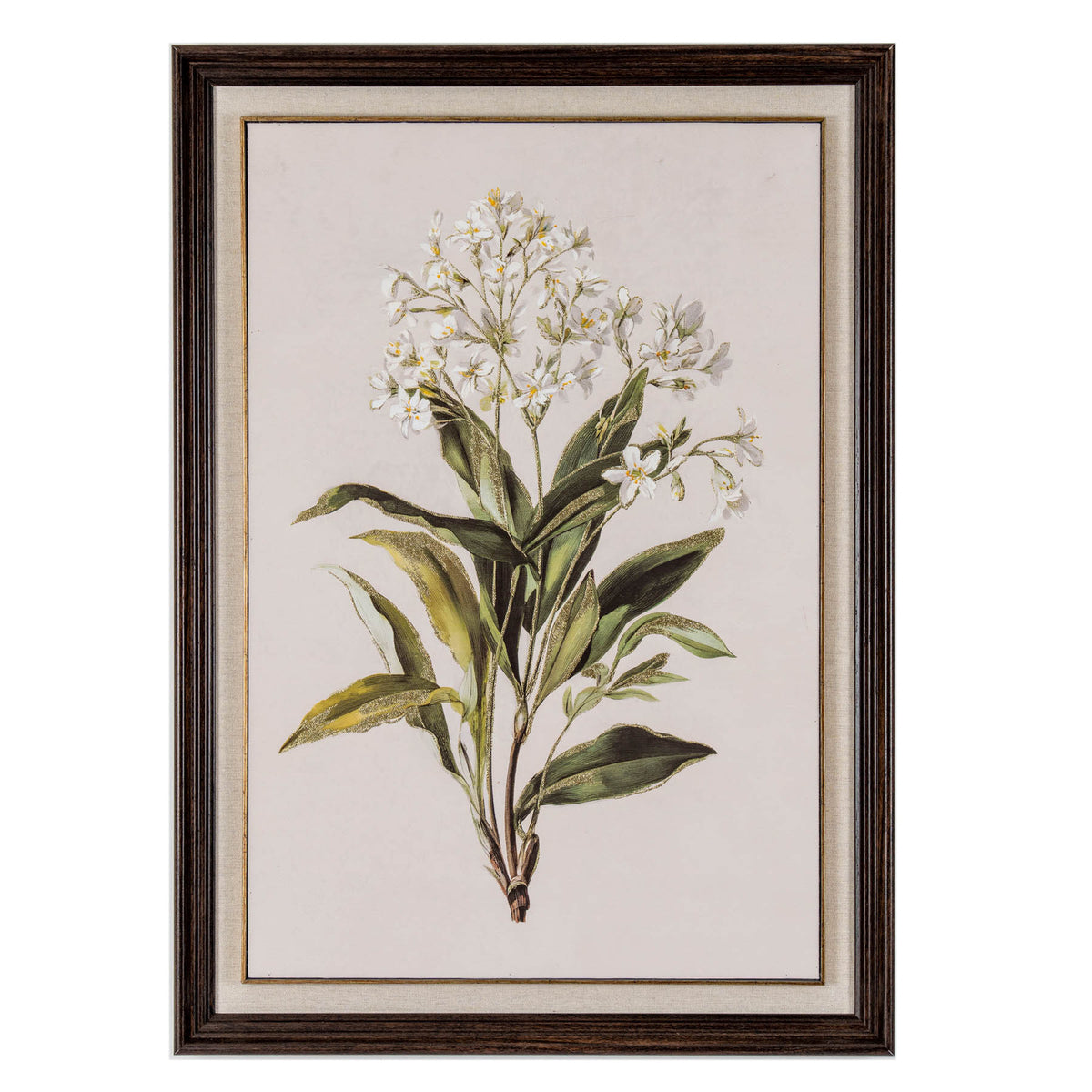 Flora & Fauna Collection White Wildflower on Linen in Frame